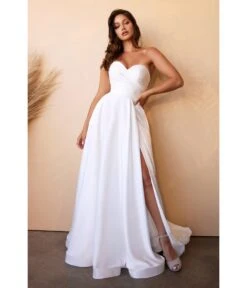Cinderella Divine White Strapless Sweetheart Satin Bridal Gown -New Dress Store white strapless sweetheart satin bridal gown 547193