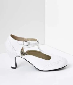 PLEASER White T-Strap Mary Jane Kitten Heels -New Dress Store white t strap mary jane kitten heels 786755