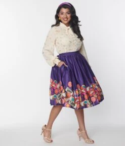 Willy Wonka X Unique Vintage Wonka Chocolate Border Gellar Swing Skirt