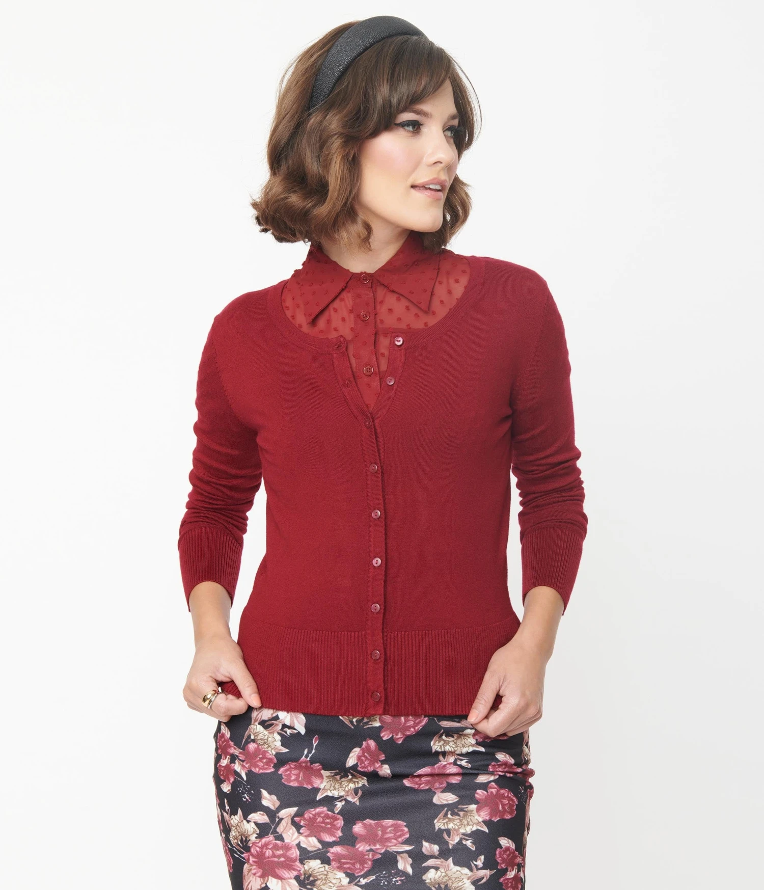 Wine Long Sleeve Cardigan 5 Wine Long Sleeve Cardigan - Image 5