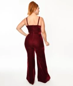Wine Red Velvet Jumpsuit -New Dress Store wine red velvet jumpsuit 813547