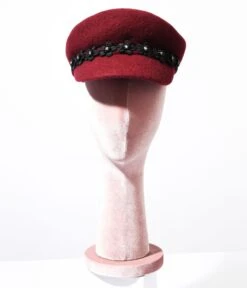 Wine Wool & Black Daisy Cap 5 Wine Wool & Black Daisy Cap -New Dress Store wine wool black daisy cap 934917