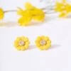 Yellow & Gold Daisy Stud Earrings