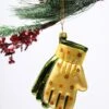 Yellow & Green Gardening Gloves Glass Ornament