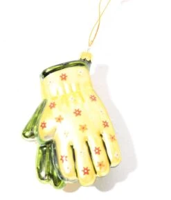 Yellow & Green Gardening Gloves Glass Ornament -New Dress Store yellow green gardening gloves glass ornament 587745