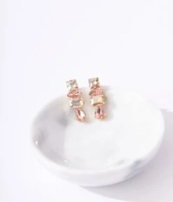 Yellow & Pink Gem Dangle Earrings